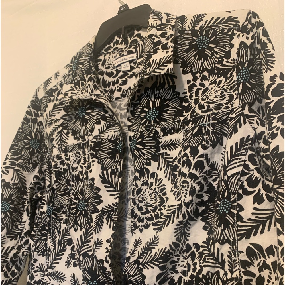 XL CROFT & BARREL BLAZER Floral,LINEN-BLEND  Light-Weight,Pockets Colorful! EUC